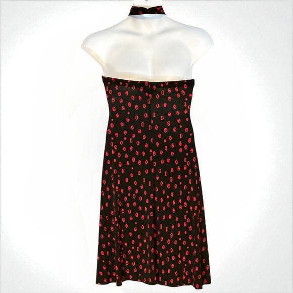 Vintage 90s My Michelle Halter Party Dress Sz Large Ruched Empire Glam Polka Dot - Picture 6 of 7